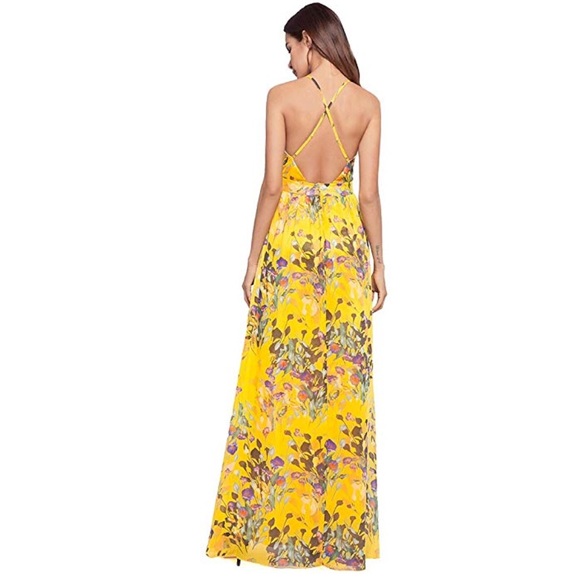 Backless Bohemia Floral V Neck Maxi Dress - Picture 6 of 8